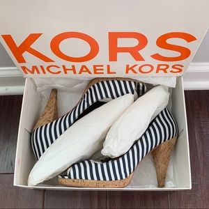 Michael Kors Dubois- Navy Cabana Stripe Heels
